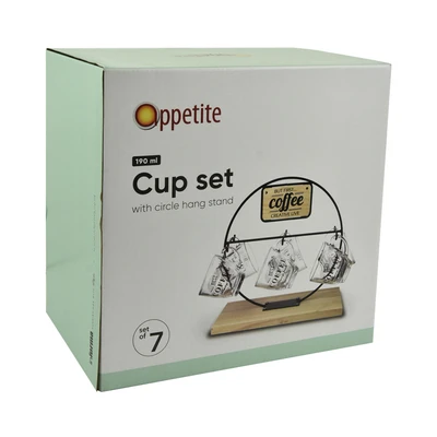 Gambar Appetite Cangkir Kopi Dengan Rak Gantung Lingkaran Set 6 pcs Transparan