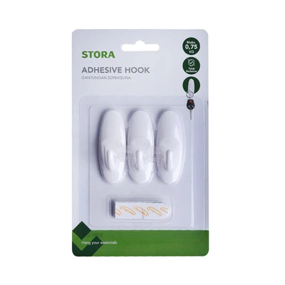 Gambar Stora Gantungan Dinding Removable Medium HS09 - Putih