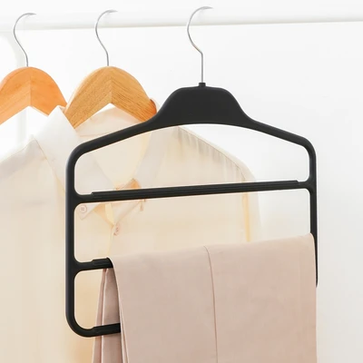 Gambar Informa Hanger Baju Celana Plastik ABS Anti Slip Dengan 3 Bars 35 cm - Hitam