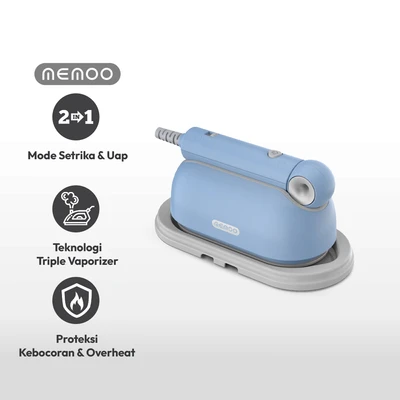 Gambar Memoo Setrika Uap Lipat Handheld DH400 - Biru/Abu-Abu