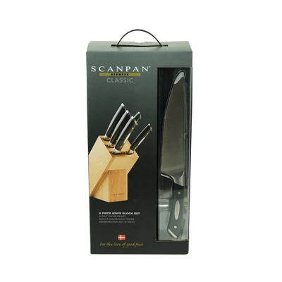 Gambar Scanpan Set 6 Pcs Classic 2 Pisau Dapur Dengan Block Penyimpanan