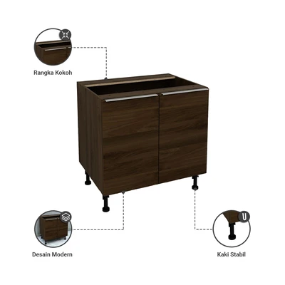 Gambar Informa 80 cm Prescoot Kabinet Bawah Dapur - Cokelat Walnut