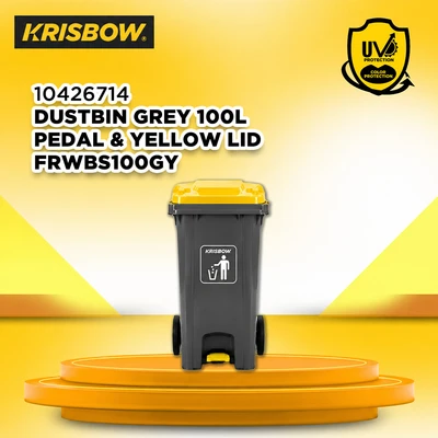 Gambar Krisbow Tempat Sampah Pedal Plastik Dengan Roda 100 Liter - Abu-Abu