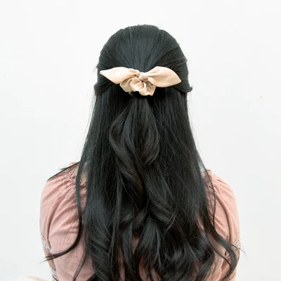 Gambar Ataru Ikat Rambut Scrunchy Bow - Sand