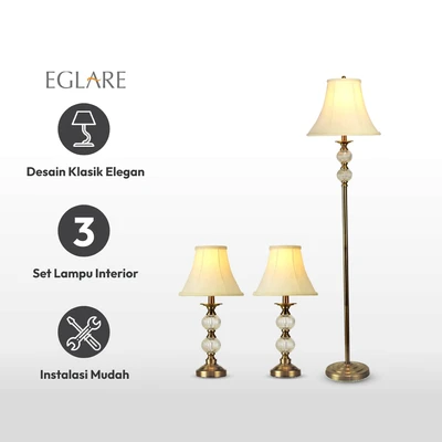 Gambar Eglare Dwella Set 3 Pcs Lampu Meja & Lantai - Antique Brass