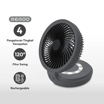 Gambar Memoo Kipas Angin Rechargeable Dengan LED 4000 mAh - Abu-Abu