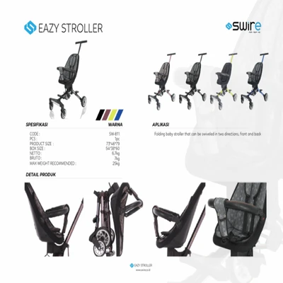 Gambar Swire Eazy Stroller Anak Sw969-1 - Hitam/silver