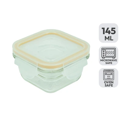 Gambar Glasslock Wadah Makanan Tempered Glass Oven Ring Taper Square New 145 ml - Kuning