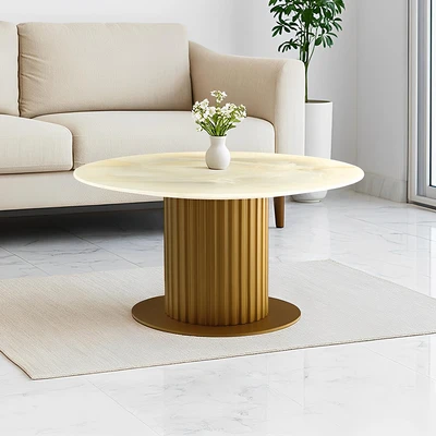 Gambar Home Galleria Dome Meja Tamu Round - Putih/Gold