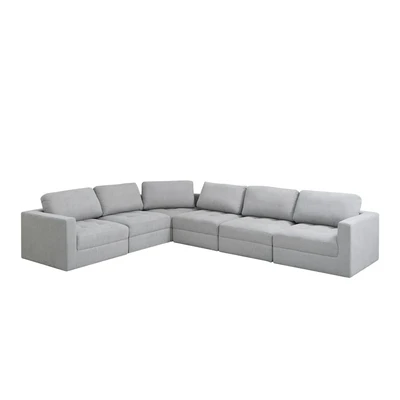 Gambar Nordia Athena Sofa Modular Fabric 6 Seater - Abu-abu Muda