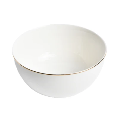 Gambar Delicia Mangkuk Saji Keramik Bone China Gold Line 14 cm - Putih