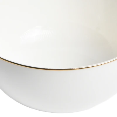 Gambar Delicia Mangkuk Saji Keramik Bone China Gold Line 14 cm - Putih