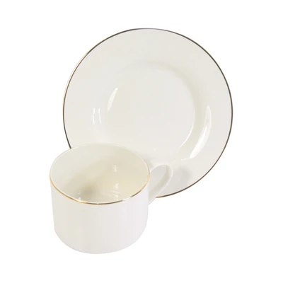 Gambar Delicia Cangkir Keramik Dengan Saucer Goldline 220 ml - Krem