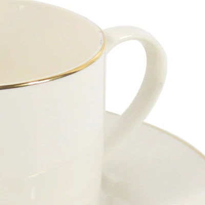 Gambar Delicia Cangkir Keramik Dengan Saucer Goldline 220 ml - Krem