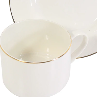 Gambar Delicia Cangkir Keramik Dengan Saucer Goldline 220 ml - Krem