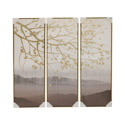 Gambar Informa Lukisan Kanvas Handmade & Print Branch 42.5x122.5 cm Set 3 Pcs - Mix