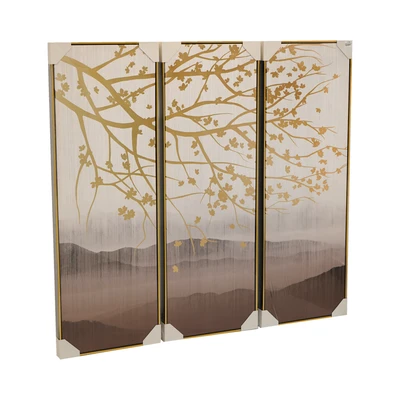 Gambar Informa Lukisan Kanvas Handmade & Print Branch 42.5x122.5 cm Set 3 Pcs - Mix