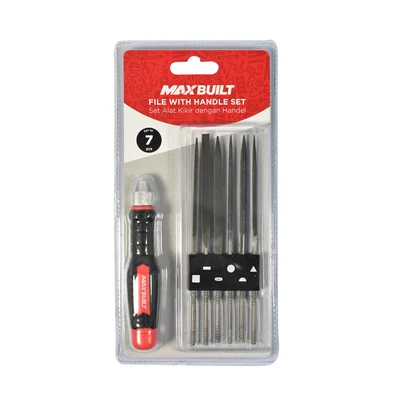 Gambar Maxbuilt Alat Kikir Dengan Handle Set 7 pcs - Hitam/Merah