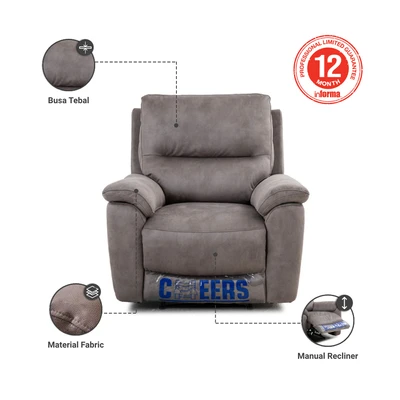 Cheers Moreno Sofa Recliner Fabric Seater Cokelat