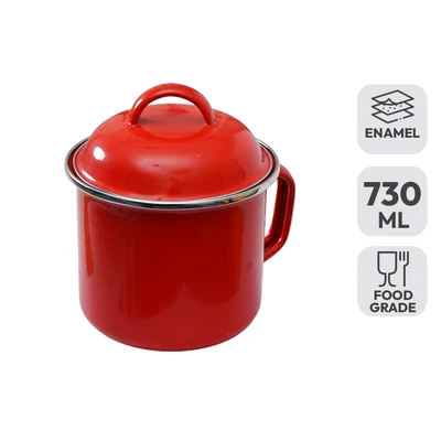 Gambar Kichero Mug Enamel Dengan Tutup 730 ml - Merah