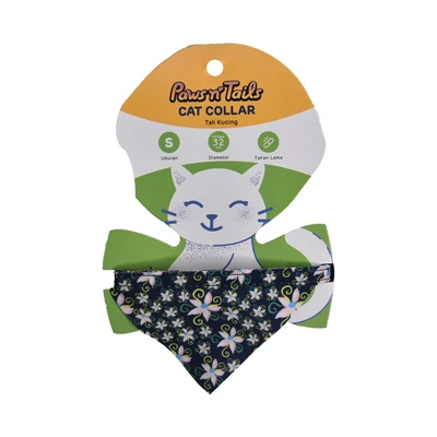 Gambar Paws N Tail 32 cm Kalung Kucing Bandana Flower - Putih