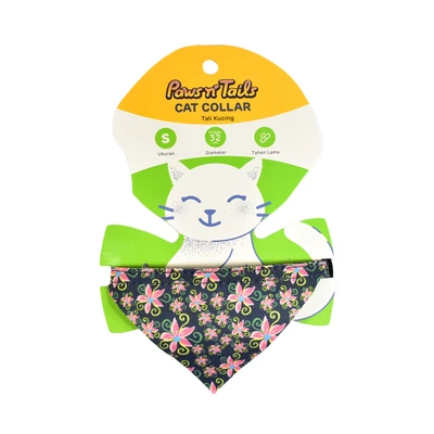 Gambar Paws N Tail 32 cm Kalung Kucing Bandana Flower - Merah