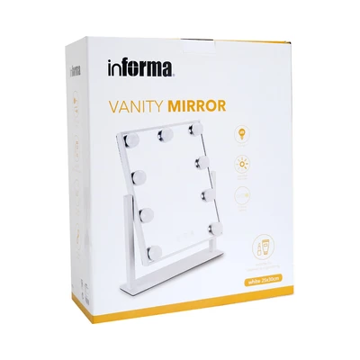 Gambar Informa Cermin Meja Rias LED Besi & Plastik 25x2x30 cm - Putih