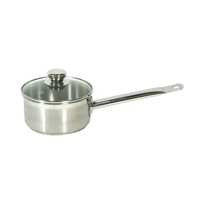 Gambar Culinart Panci Saucepan Dengan Tutup Kaca Stainless Steel Coating 18 cm - Silver