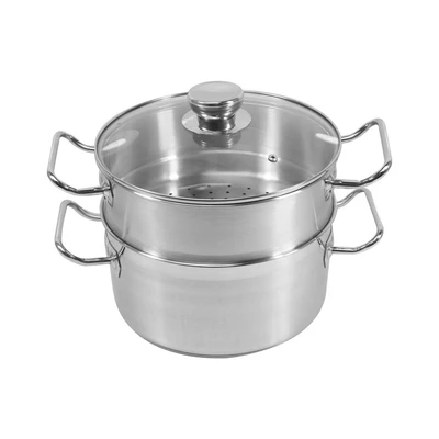 Gambar Culinart Panci Kukus Dengan Tutup Kaca 24x24 cm - Silver
