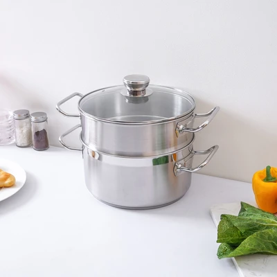 Gambar Culinart Panci Kukus Dengan Tutup Kaca 24x24 cm - Silver