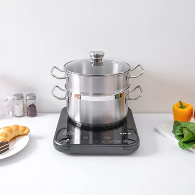 Gambar Culinart Panci Kukus Dengan Tutup Kaca 24x24 cm - Silver