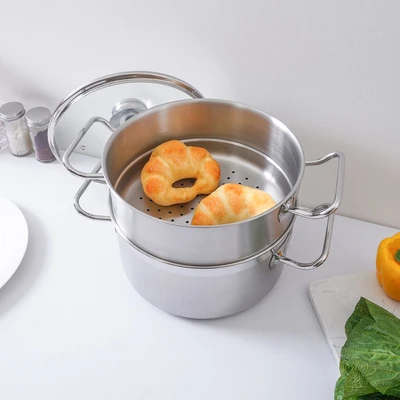 Gambar Culinart Panci Kukus Dengan Tutup Kaca 24x24 cm - Silver