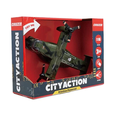 Gambar Cruzer 1:16 City Action Friction Army Aircraft