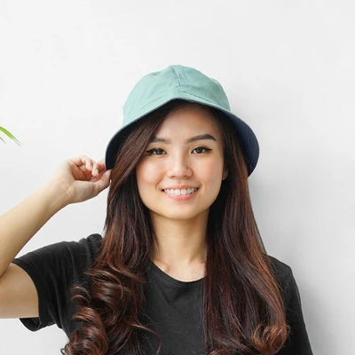 Gambar Ataru Topi Bucket Reversible - Hijau Mint/Biru