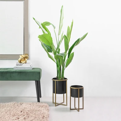 Gambar Informa Pot Tanaman Dengan Stand 20.7x20.7x33.5 cm - Gold/Hitam