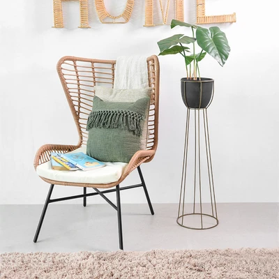 Gambar Informa Pot Bunga Dengan Stand 25x25x70 cm S18 - Gold/Hitam