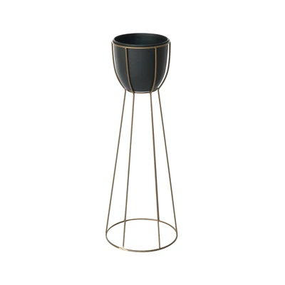 Gambar Informa Pot Bunga Dengan Stand 25x25x70 cm S18 - Gold/Hitam