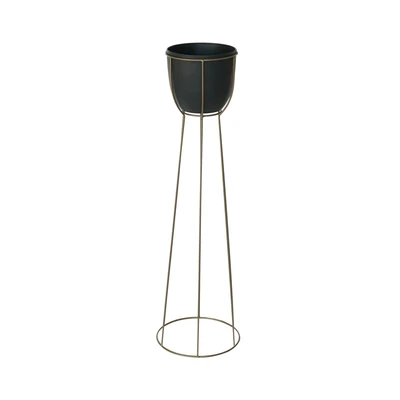 Gambar Informa Pot Bunga Dengan Stand 25x25x70 cm S18 - Gold/Hitam