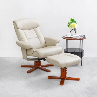 Gambar Informa Claude Kursi Recliner & Ottoman Kulit - Abu-Abu