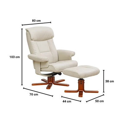 Gambar Informa Claude Kursi Recliner & Ottoman Kulit - Abu-Abu