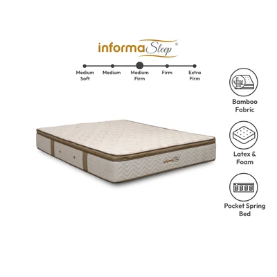Gambar Informa Sleep 180x200x30 cm Pallermo Kasur Pocket Springbed - Cokelat