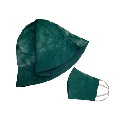 Gambar Pendopo Set Topi Bucket Dengan Masker Shibori 25x20 cm - Tosca
