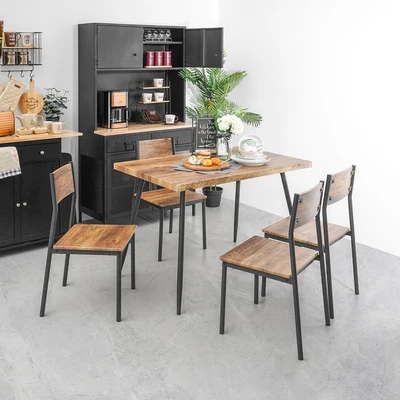 Informa Lexon Set Meja Makan 4 Kursi - Cokelat Walnut