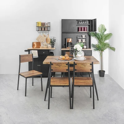 Gambar Informa Lexon Set Meja Makan 4 Kursi - Cokelat Walnut