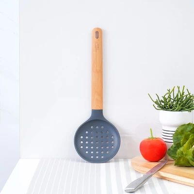 Gambar Cooking Color Prun Sendok Saring Silikon - Abu-Abu