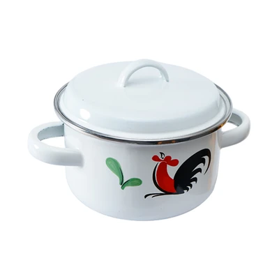 Gambar Kichero Panci Saucepot Enamel Kukuruyuk Non-Stick Coating 16 cm - Putih