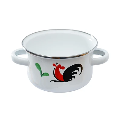 Gambar Kichero Panci Saucepot Enamel Kukuruyuk Non-Stick Coating 16 cm - Putih