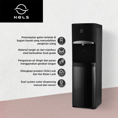 Gambar Kels Dispenser Air Dengan Sensor Bottom Loading - Hitam