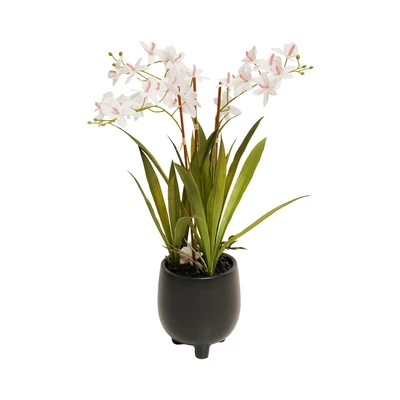 Gambar Informa Bunga Artifisial Orchid Dengan Pot 13.5x13.5x60 cm - Putih