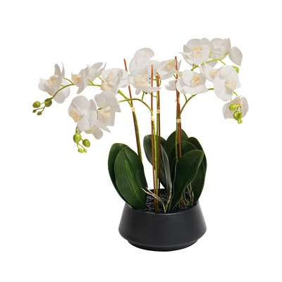 Gambar Informa Bunga Artifisial Orchid Dengan Pot 25x25x70 cm - Putih